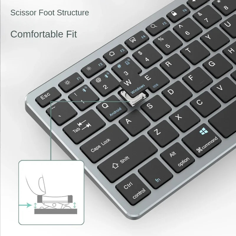 WLK-616 Office NOVO Slim Wireless BT Teclado e Mouse Combo Mecânico Metal Sensação para Digitação Oficial Teclado Empresarial 