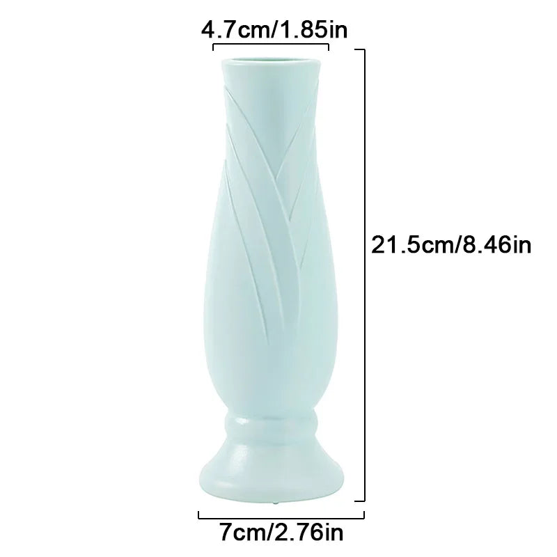 New Plastic Flower Vase White Imitation Ceramic Flower Arrangement Container Pot Basket Home Modern Decoration Vases for Flowers Leedoar