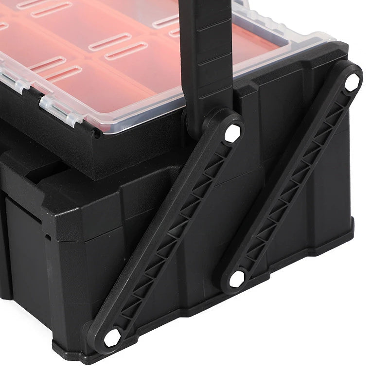 Caja de almacenamiento de piezas portátil, organizador de tornillos de hardware, caja de herramientas de múltiples rejillas, caja organizadora, caja de herramientas con compartimentos para mecánicos