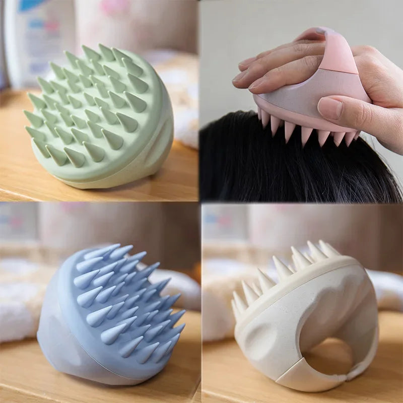 Scalp Brush Massager Sculp Scrubber Brush Wheat Straw Biodegradable Silicone Shampoo Brush Hair Scalp Massager For Hair Growth Leedoar