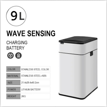 15L 20L 30L 40L 50L 60L Smart Trash Can Stainless Steel Waste bin High Trash Cans Garbage Bin for Kitchen Trash Can Wastebasket Leedoar