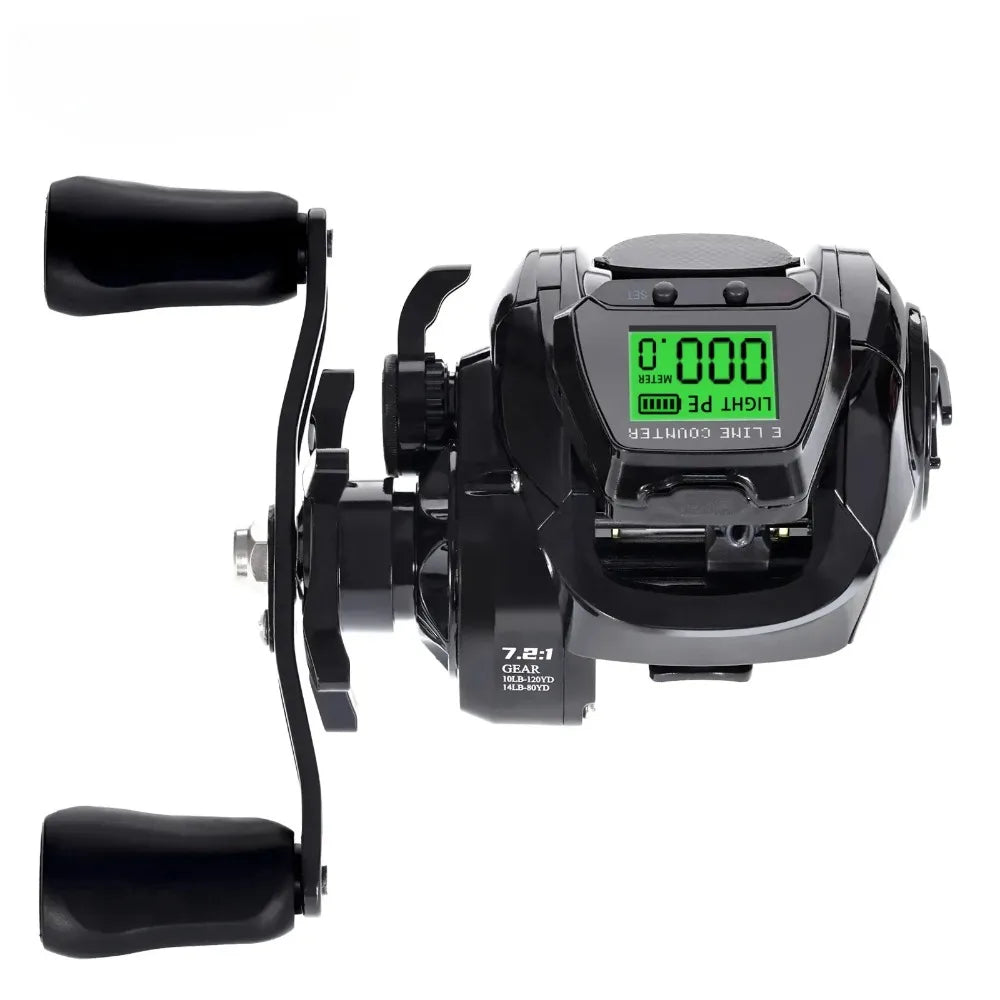 New 7.2:1 10kg Saltwater Waterproof Cast Drum with Large Screen LED Electronic Bait Fishing Reel High-speed Casting Leedoar