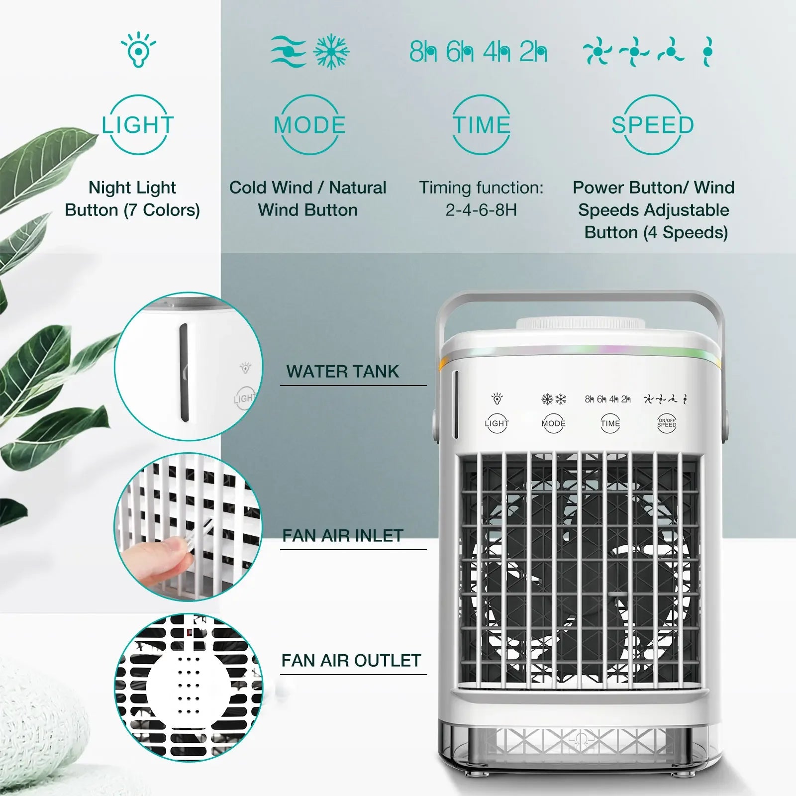 Mini Air Conditioning Cooling Fan Multi-function Usb New Household Portable Air Conditioner Humidifier Strong Wind Leedoar