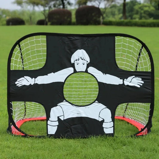 Portería de fútbol plegable, portería de entrenamiento portátil, mini portería de fútbol para niños, red de objetivo para interior y exterior, juguete de entrenamiento móvil, pelota de fútbol 