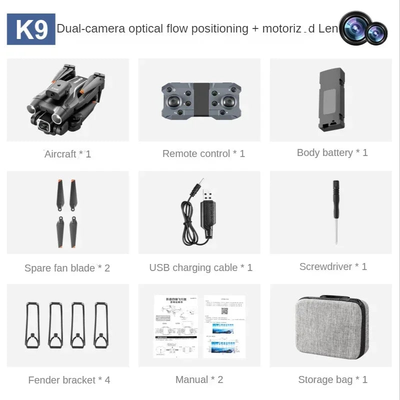 2024 New K9 MINI Drone 4K HD Dual Camera WiFi FPV Air Pressure Altitude Hold Foldable Quadcopter RC Drone Kid Toy Leedoar