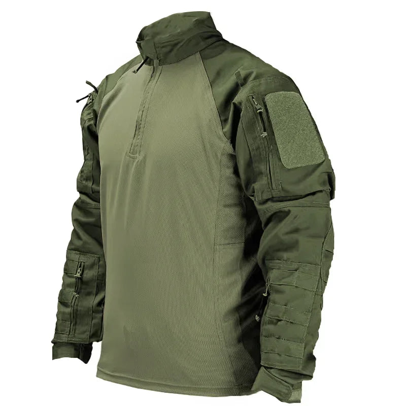 Camisa de combate, camisa táctica de airsoft, ropa de paintball de manga larga, ropa de caza y acampada, uniforme militar multicámara del ejército para hombres 