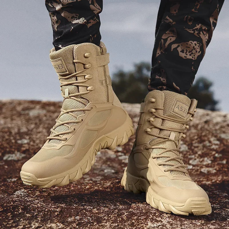 New Men High Quality Brand Military Leather Boots Special Force Tactical Desert Combat Men's Boots Outdoor Shoes Ankle Boots Leedoar