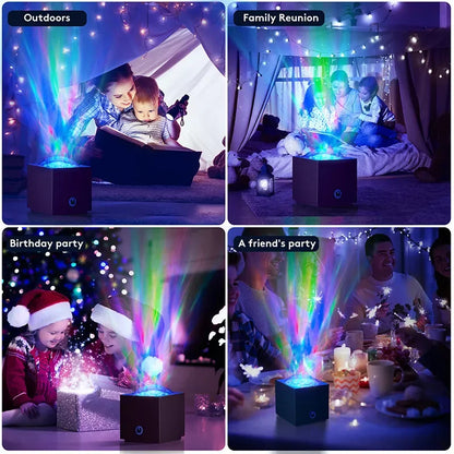 2 In 1 Led 3d Aurora Ceiling Bedroom Decor 7 Modes Natural Himalayan Crystal Salt Rock Galaxy Projector Star Night Light Lamp Leedoar