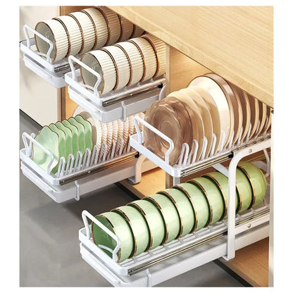 Large Kitchen Sliding Dish Drainer Storage Rack Cabinets Drawers Storage Organizer Shelf Chopstick Barrel Kitchen Accessories Leedoar