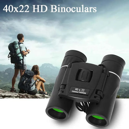 Binóculos poderosos HD 40x22 2000M de longo alcance, super mini telescópio dobrável, óptica para caça, esportes, acampamento ao ar livre, viagem 