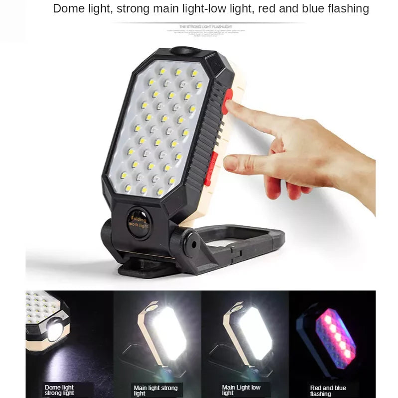 Foldable COB LED Work Light Portable USB Rechargeable Flashlight Waterproof Torch Magnetic Base Work Lamp Camping Light Leedoar