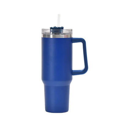 Vaso de taza de 40 oz con asa, vaso aislado con tapa, pajita, taza de agua de café de acero inoxidable para viajes en el hogar, taza térmica 