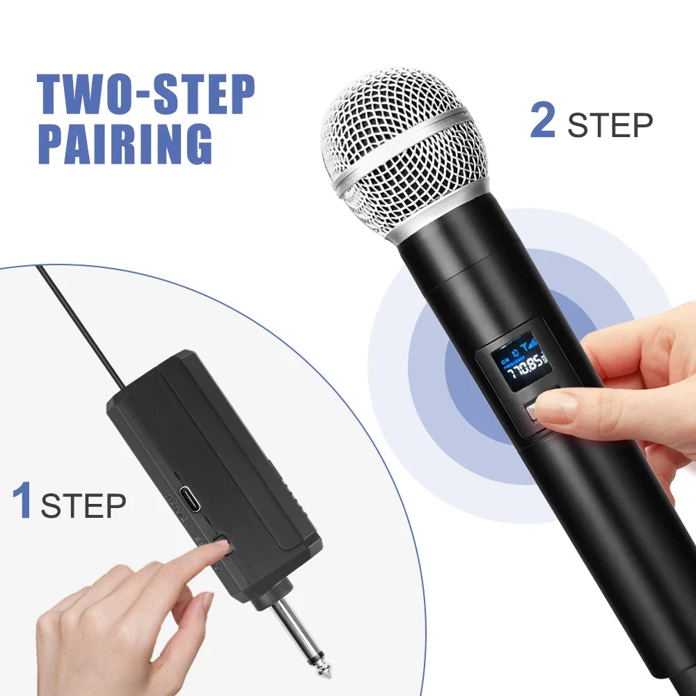 UHF Wireless Microphone Professional Receiver Transmitter System Universal Handheld Mic with Karaoke Business Meeting Microphone Leedoar