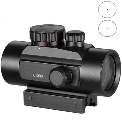 1x40 Tactical riflescope Hunting Holographic Red Green Dot Sight Airsoft Dot Sight Scope 11mm 20mm Rail Mount Collimator Sight Leedoar