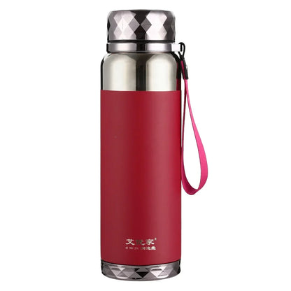 1L 316 Stainless Steel Thermos Bottle 24-hour Thermal cup portable tumbler Large capacity Diamond lid Flask Leedoar