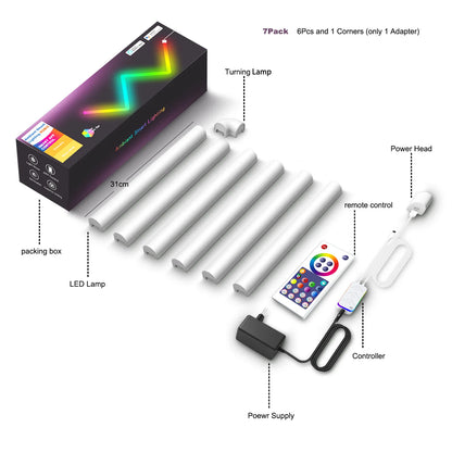 Barra de luz LED inteligente de parede RGB Controle BT/WIFIAPP Sincronização de música Luz noturna DIY TV Quarto Sala de jogos Decoração de bar