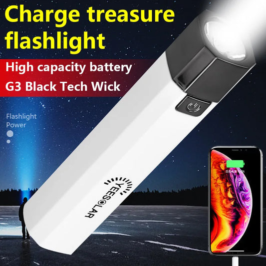 618LED Strong Light Portable Household Lighting Flashlight Charging Treasure Flashlight USB Charging Outdoor Small Flashlight Leedoar