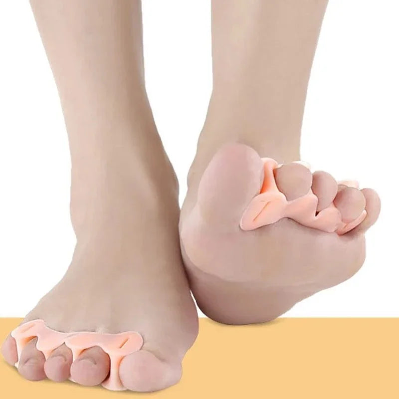 2Pcs=1Pair Hard Silicone Toe Finger Separator 3 Hole Hallux Valgus Orthopedic Spacers Bunion Overlapping Hammer Foot Corrector Leedoar