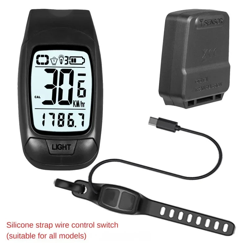 Bike Computer USB Rechargeable Wireless Bike Speedometer Odometer 3in1 Bike Light & Wireless Bike Computer & Bike Bell Combo Leedoar