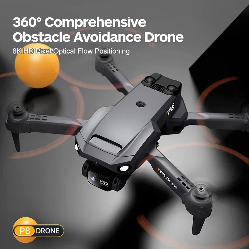 P8 Mini 4K Drone 360 Obstacle Avoidance RC Quadcopter Dron Electric HD Dual Camera 5G WIFI Remote Control FPV Helicopter Toys Leedoar