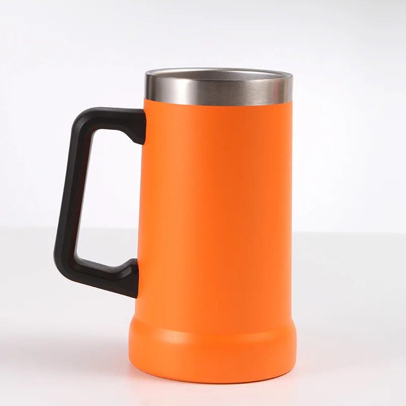 304 Stainless Steel Handle Cup 24oz Portable Large Capacity Beer Cup with High Aesthetic Value Sealed and Leak Proof Vacuum Cup Leedoar