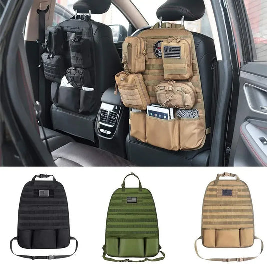 Organizador de asiento trasero de coche, accesorios tácticos, bolsa de almacenamiento Molle del ejército, bolsa militar para exteriores, funda para asiento de caza y conducción autónoma 