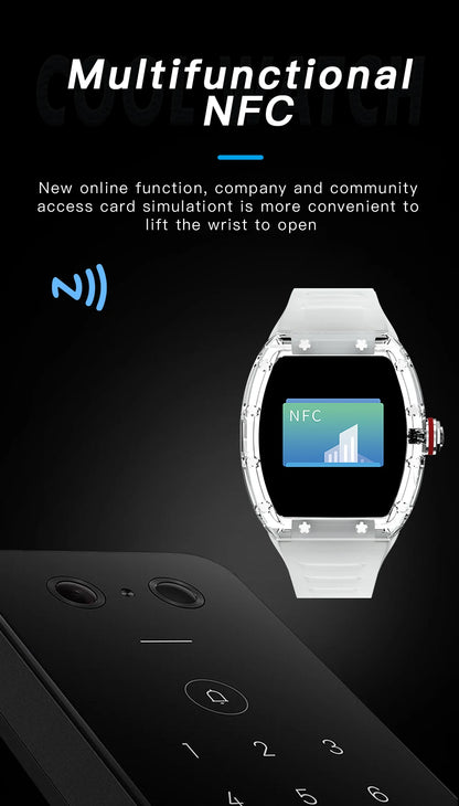 New Cool Crystal Case Smart Watch YD5 NFC Functional Dynamic Dial Sports Real Heart Rate Blood Oxygen Bluetooth Information Push Leedoar