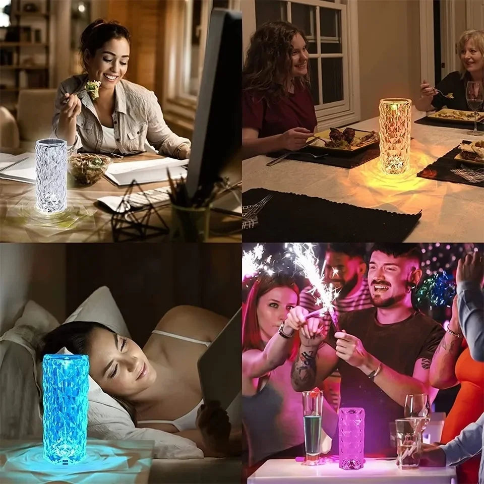 16 Colors LED Crystal Table Lamp Diamond Night Light Projector Rose Romantic Party Room Nightlight with RGB Controller SONG MAN Leedoar