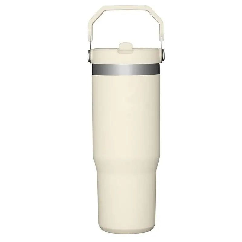 Vaso con pajita de 30 oz/887 ml, termo de acero inoxidable con tapa de pajita, taza para coche, asa de vacío, sello aislante 