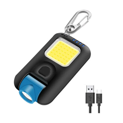 New Keychain Light Outdoor Home Portable USB Charging Multi-Function Cap Clip Light Waterproof Highlight Cob Work Light Leedoar