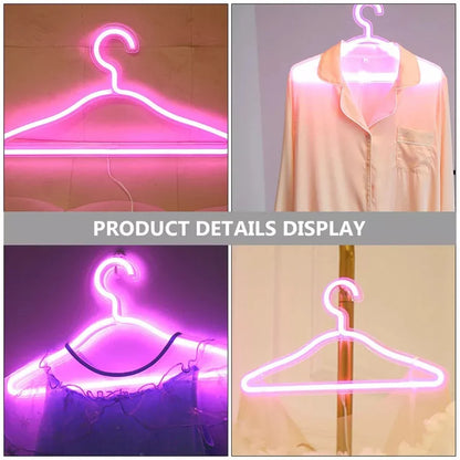 5PCS LED Hanger Neon Light Sign Glow Clothes Display Stand USB Powered for Fashion Clothing Shop Market Room Wall Decoration Leedoar