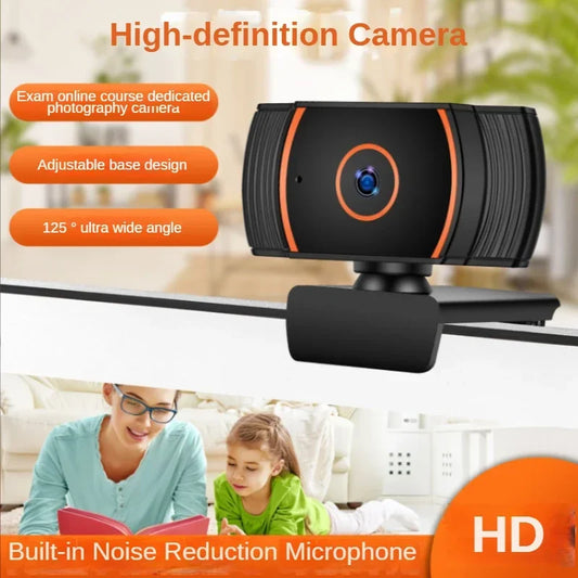 1080P Webcam Camera with Built-in Microphone and Flexible Rotatable Clip for Laptops Desktop Teaching and Meeting and Gaming etc