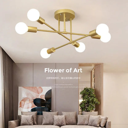 Decor Pendant Lighting Modern Round Multiple Rod Iron Led American Design Living Room Lamp Chandeliers Ceiling Pendant Lights Leedoar