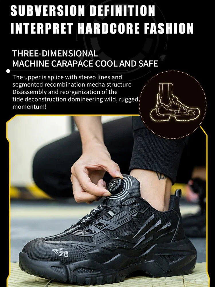 High-quality Safety Shoes Men Steel Wire Rotary Buckle Work Sneakers Indestructible Shoes Anti-smash Anti-puncture Work Shoes Leedoar