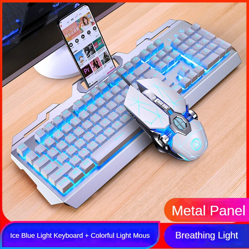 GX2 Wired Combo 104 teclas LED Light Keyboard e Mouse mutáveis ​​à prova d'água RGB Backlit Keyboard Mouse Set para desktop laptop 