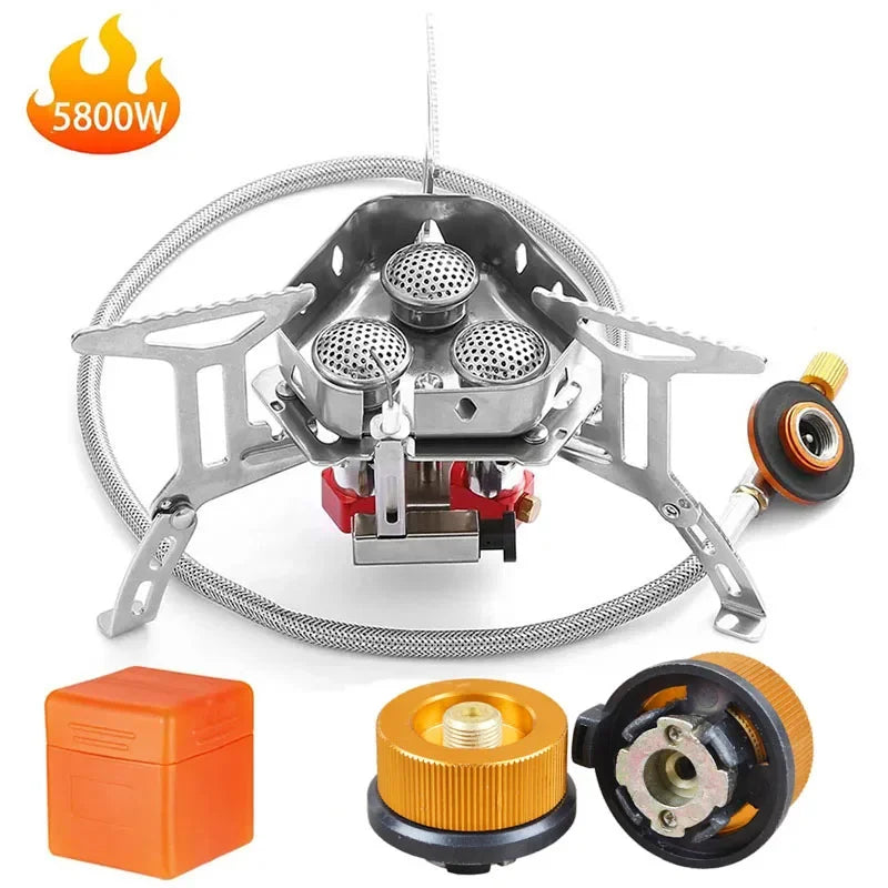 Outdoor Camping Head Stove Portable Travel Picnic Gas Burner 5800W Big Power Windproof Foldable Gas Stove Camping Supplies Leedoar