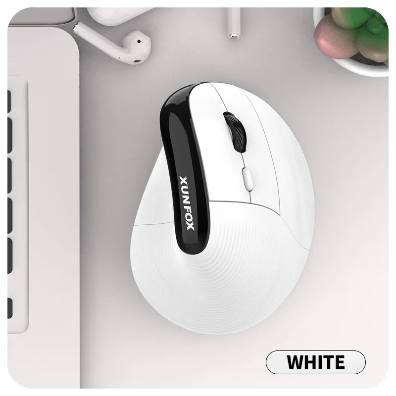 2024 New XUNSVFOX H5 Vertical Mouse Wireless Bluetooth Ergonomic Charging Dual Mode Mouse Business Silent Office Computer Mouse