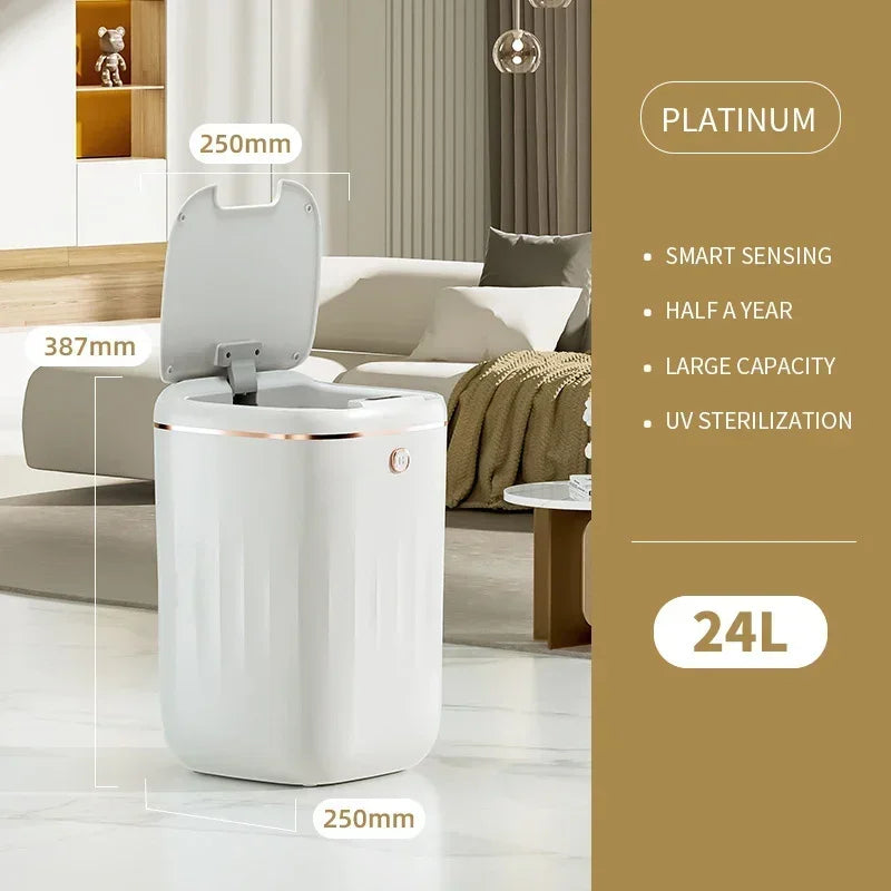 20-24L Bathroom Sensor Electric Wastebasket Bedroom Smart Trash Can Automatic Waterproof Recycle Bin for Living Room Kitchen New Leedoar