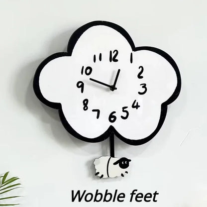 Cartoon Cloud Lamb Shaped Silent Wall Clock Living Room Children's Bedroom Home Decoration Products Modern And Minimalist Clock Leedoar