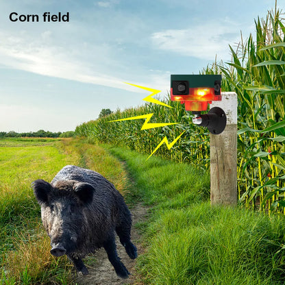 Solar Birds Repeller 360-degree Induction Alarm 1200mAh Wild Animal Deterrent 13 Sounds Recordable IP55 for Wild Boar Rabbit