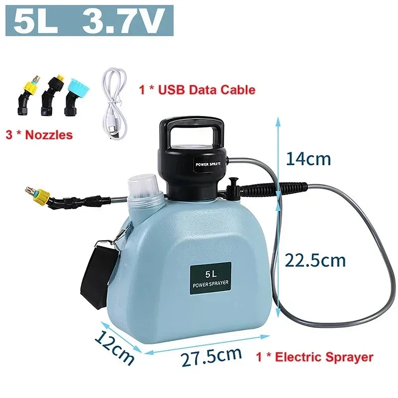 5L 8L Gardens Electric Sprayer 7.4V 2000mAh Battery Sprayer 3pcs Nozzles Shoulder Automatic Atomization Watering Flowers Tools Leedoar