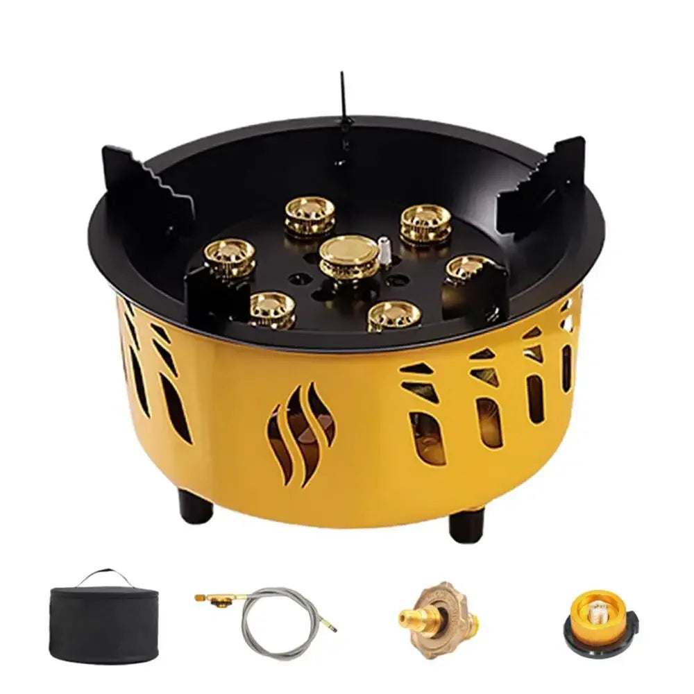 20000w Camping Gas Burner 7 Core Strong Fire Power Camping Stove Windproof Outdoor Cooking Burner Hiking Barbecue BBQ Cookware Leedoar