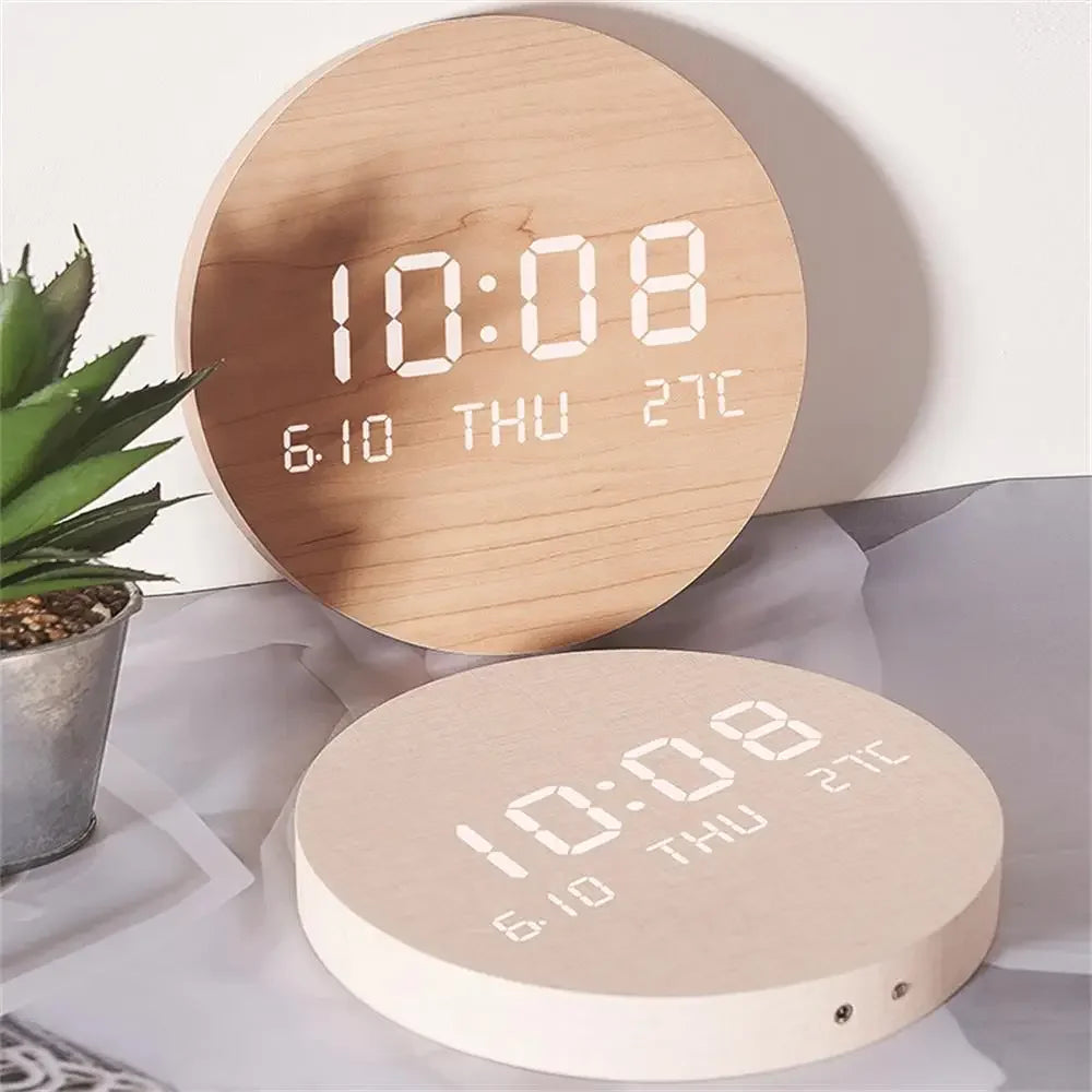 LED Digital Wall Clock Creative Temperature Date Time Display Silent Living Room Home Bedroom Nordic Style Fashion Wall Clock Leedoar