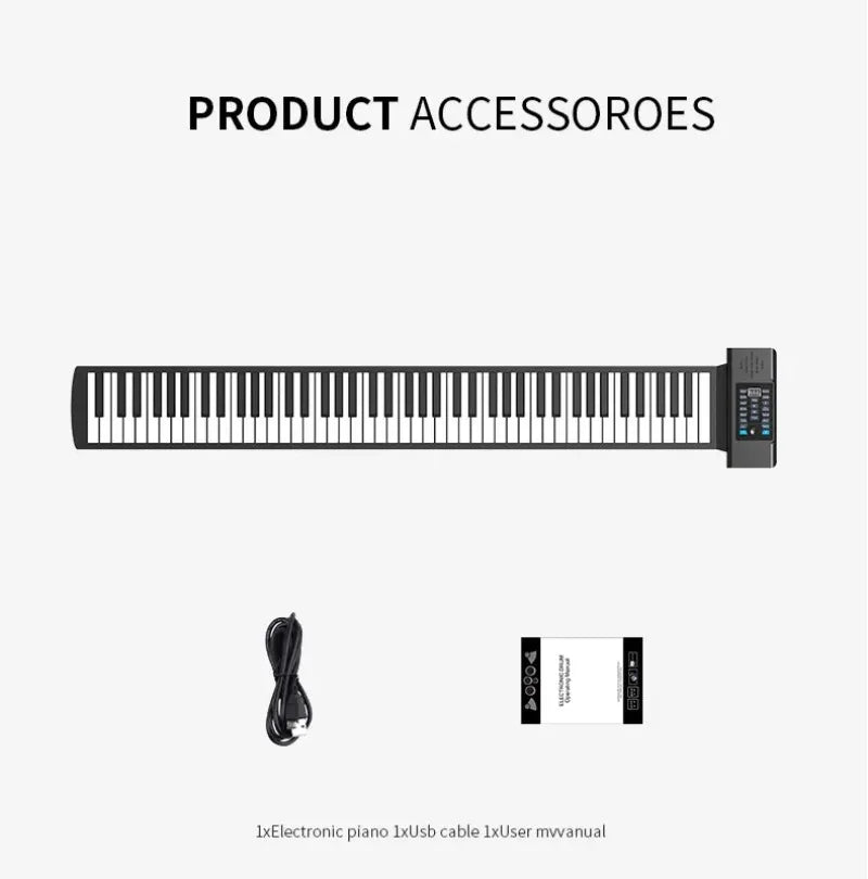 88 teclas de piano eletrônico OEMI e USB recarregável portátil ABS espessado silicone macio dobrável piano enrolado à mão com pedais