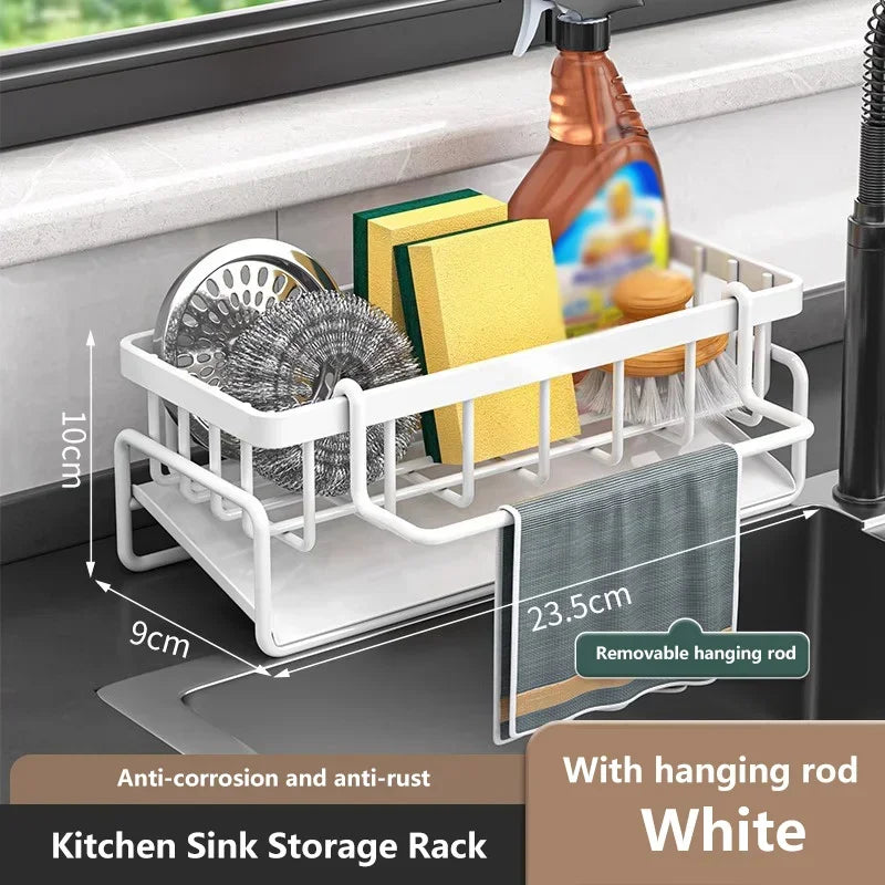 Kitchen Sink Drain Rack Organizer Stainless Steel Self-draining Sink Shelf Soap Sponge Holder Dishcloth Towel Rack filter basket Leedoar