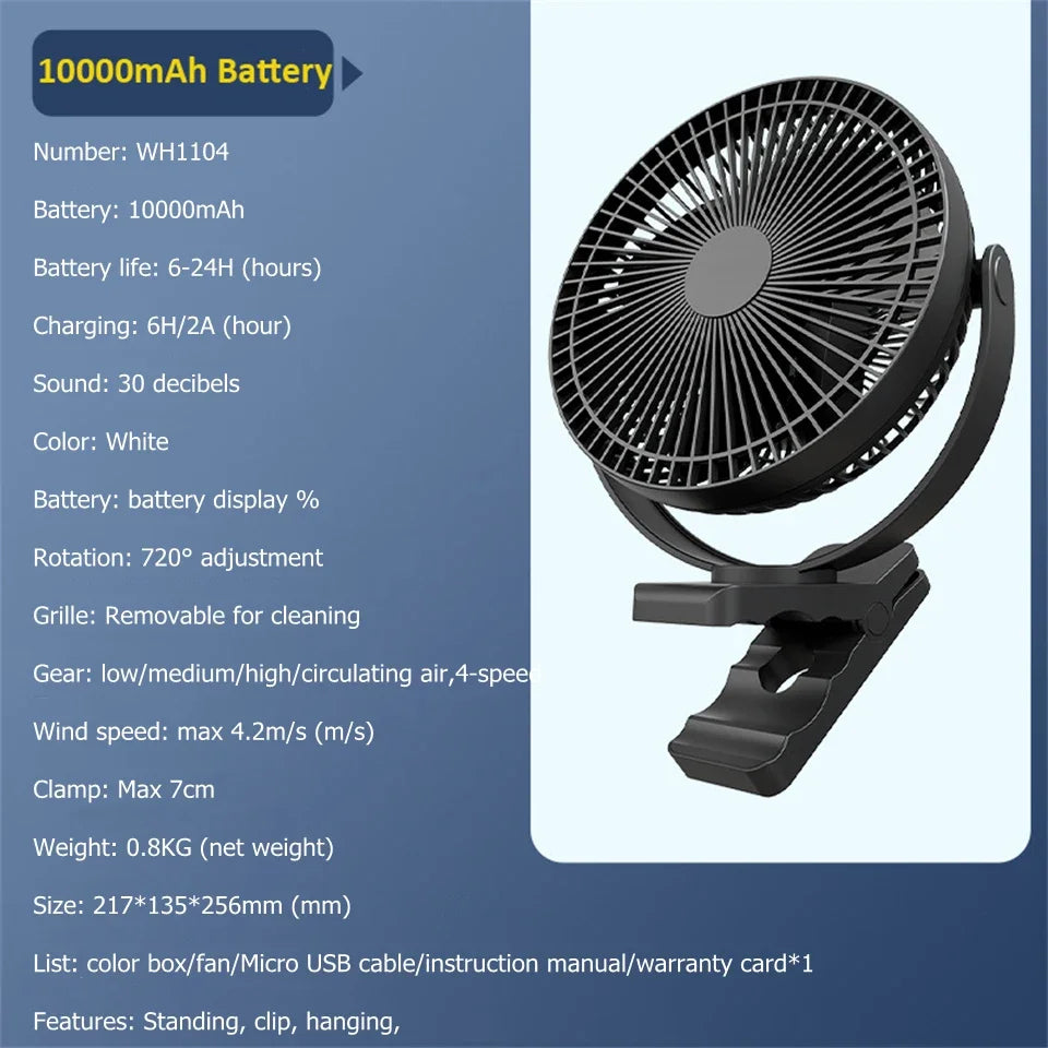 10000mAh Battery Home Appliances Electric Table Fan