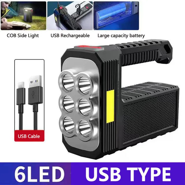 New Solar Rechargeable USB Strong Light Flashlight Super Bright 8 Led Flashlight Portable Outdoor Searchlight Long Shot Leedoar