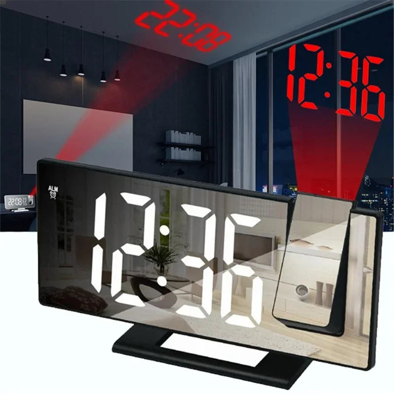 LED Digital Alarm Household Clock Projection Projector Ceiling Clock with Time Temperature Display Backlight Snooze Clock Leedoar