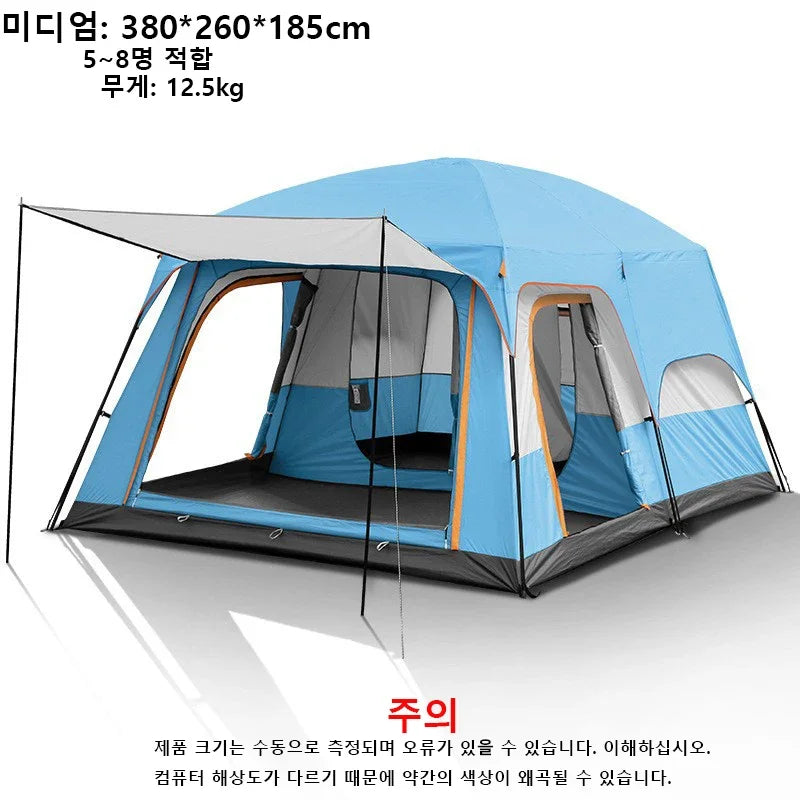 4-12 People Outdoor Camping Luxury Tents Large Family Tent With Rooms Waterproof Two-Bedroom And One-living Room Design Leedoar