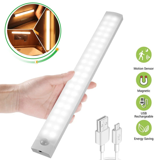 Luz LED de noche inalámbrica con sensor de movimiento, lámpara de noche para armario, cocina, dormitorio, luz detectora, luz de fondo para escalera y gabinete 